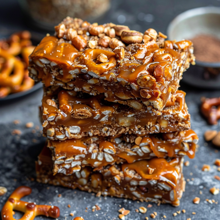 Caramel Pretzel Crack Bars