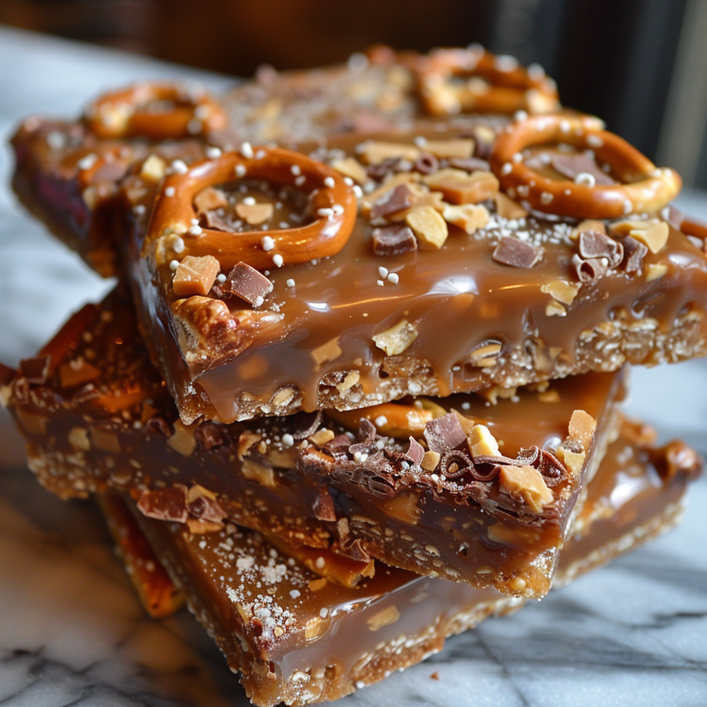 Caramel Pretzel Crack Bars