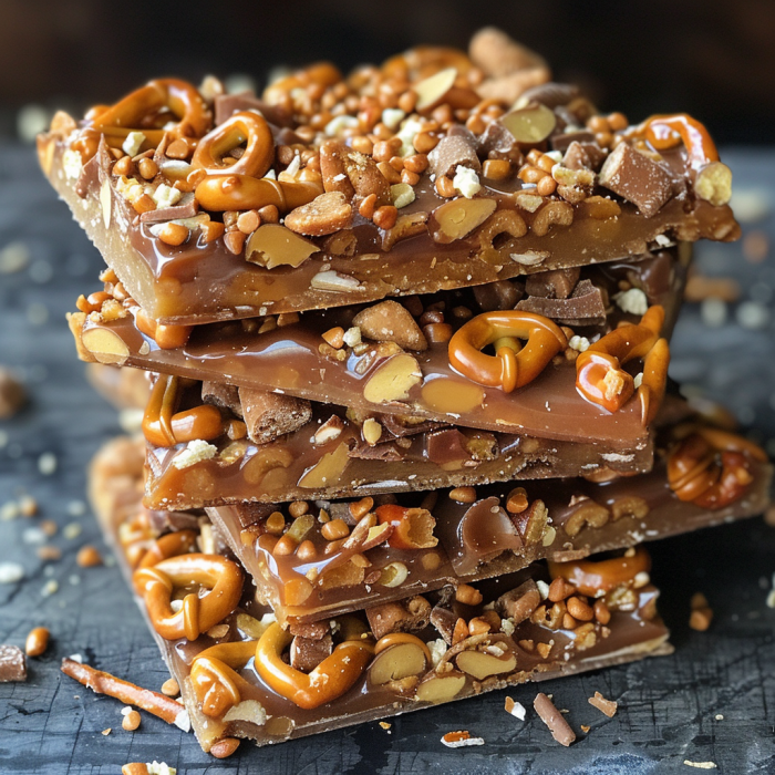 Caramel Pretzel Crack Bars