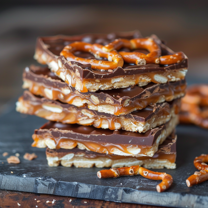 Caramel Pretzel Crack Bars