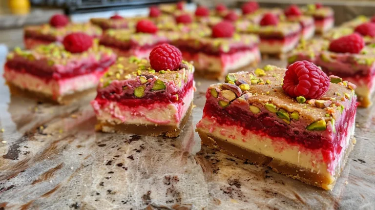 Raspberry Pistachio Cheesecake Bars Recipe