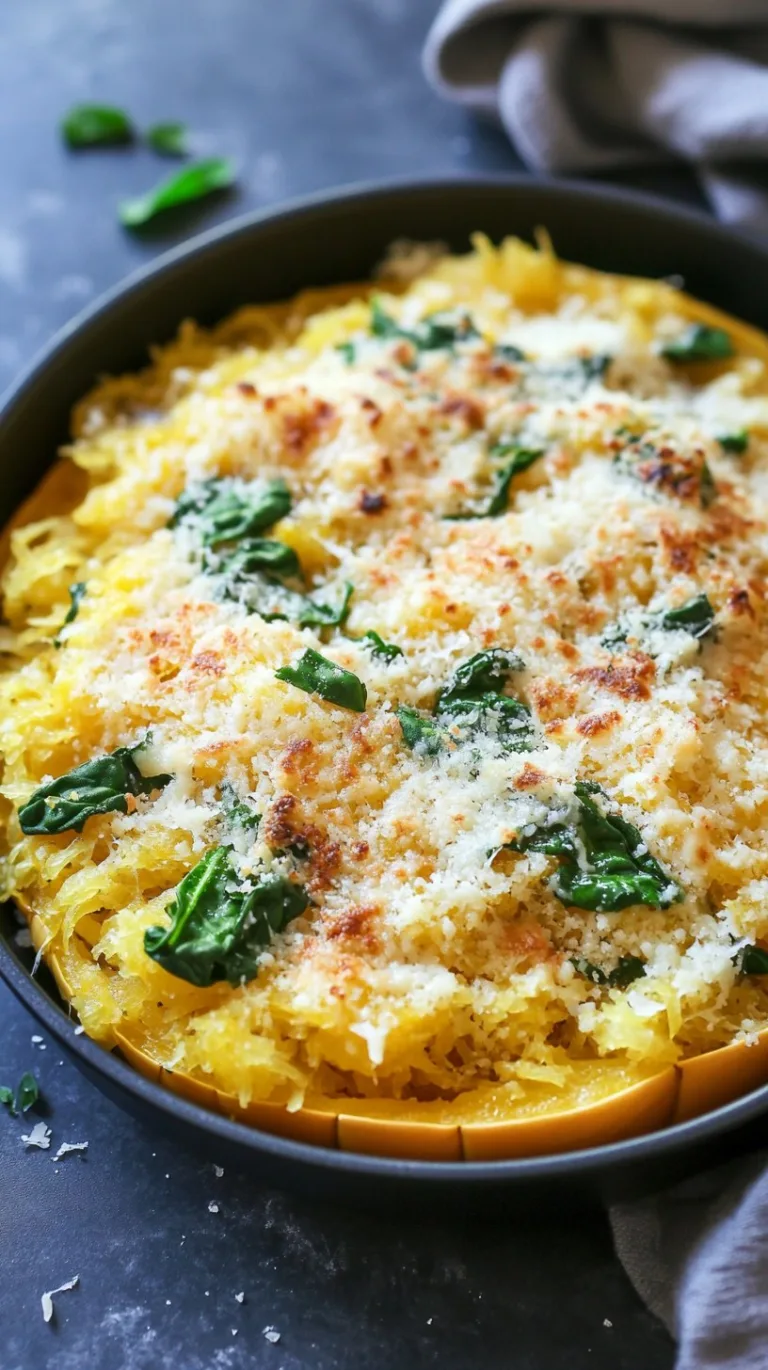 Cheesy Garlic Parmesan Spinach Spaghetti Squash Recipe