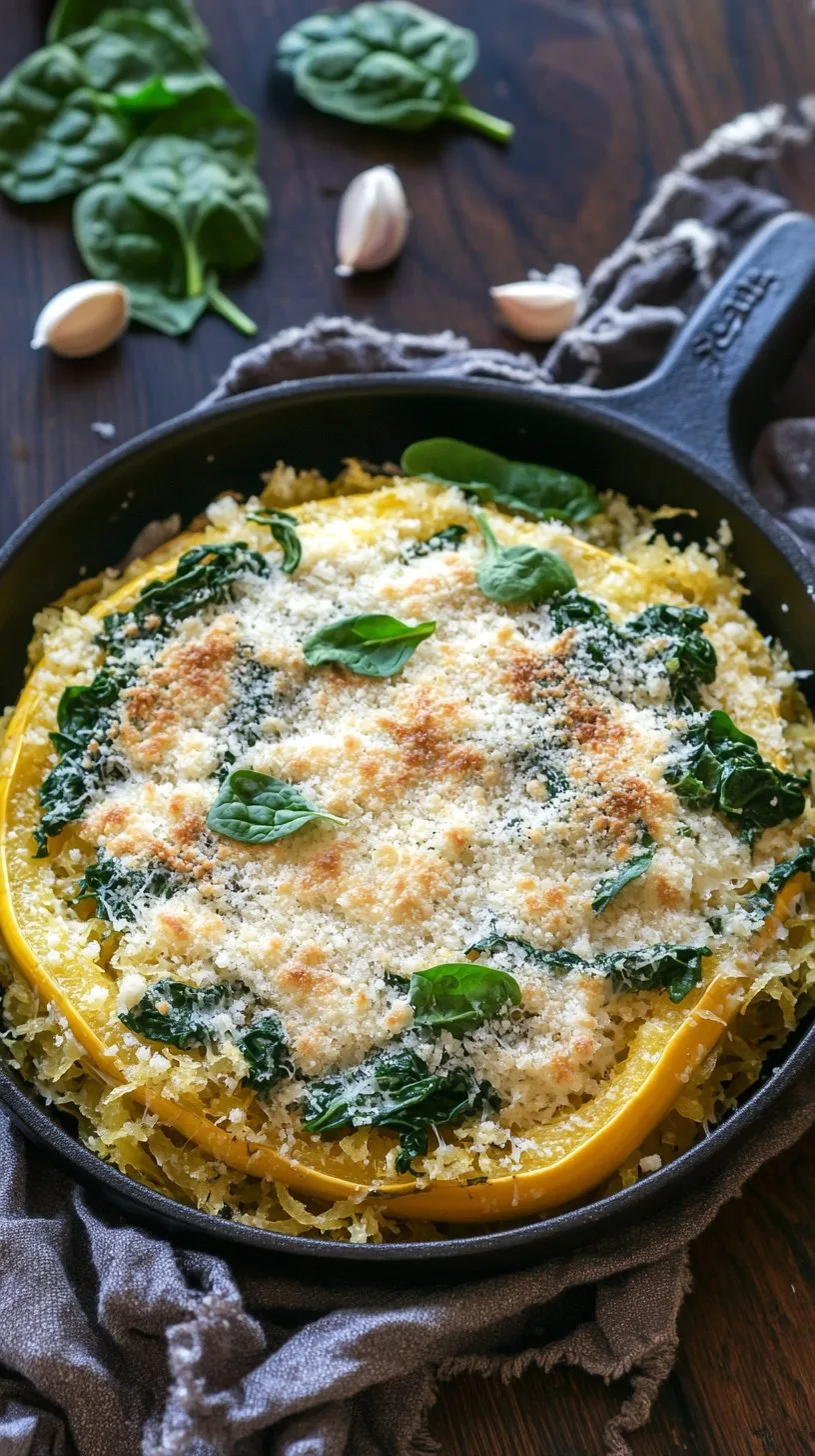 Cheesy Garlic Parmesan Spinach Spaghetti Squash Recipe