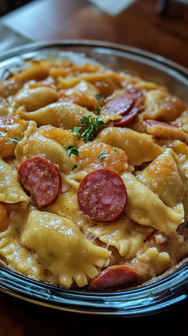 Crockpot Pierogi Casserole with Kielbasa Recipe