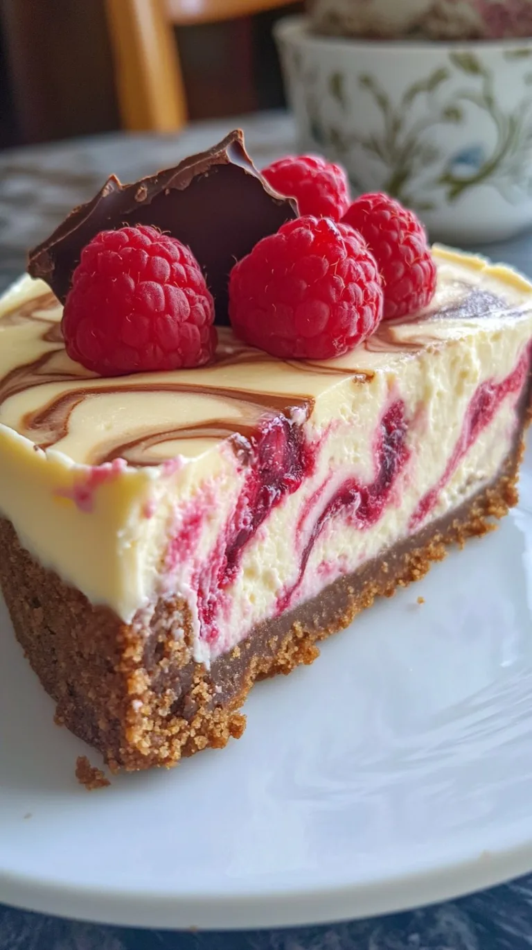 Elegant Raspberry White Chocolate Swirl Cheesecake Recipe