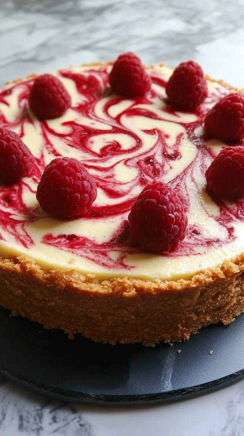 Elegant Raspberry White Chocolate Swirl Cheesecake Recipe