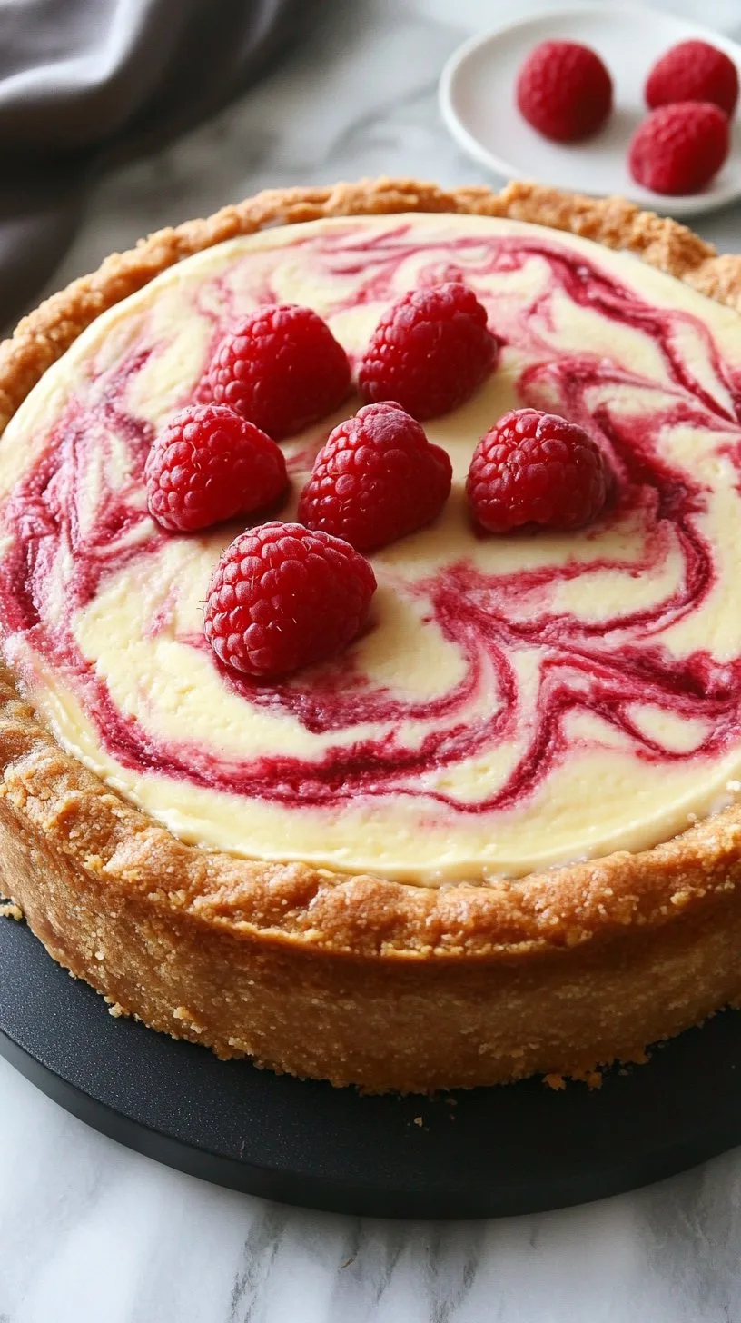 Elegant Raspberry White Chocolate Swirl Cheesecake Recipe