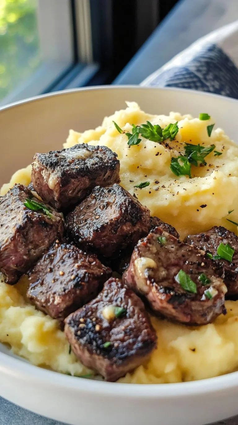 Garlic Butter Steak Bites and Mash Recipe
