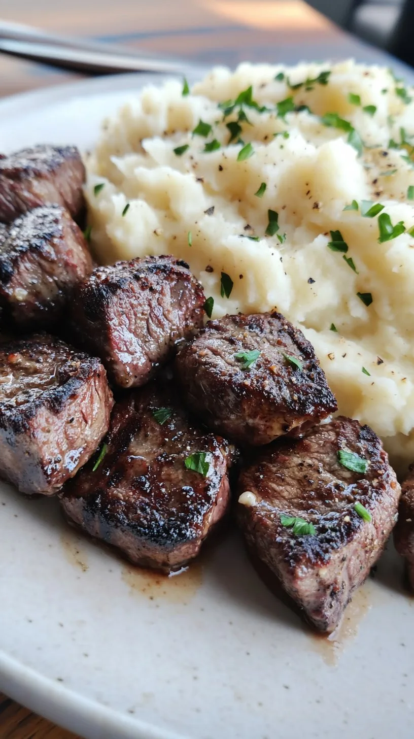 Garlic Butter Steak Bites and Mash Recipe