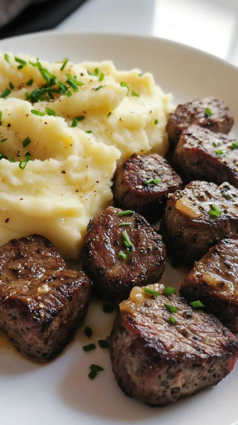 Garlic Butter Steak Bites and Mash Recipe