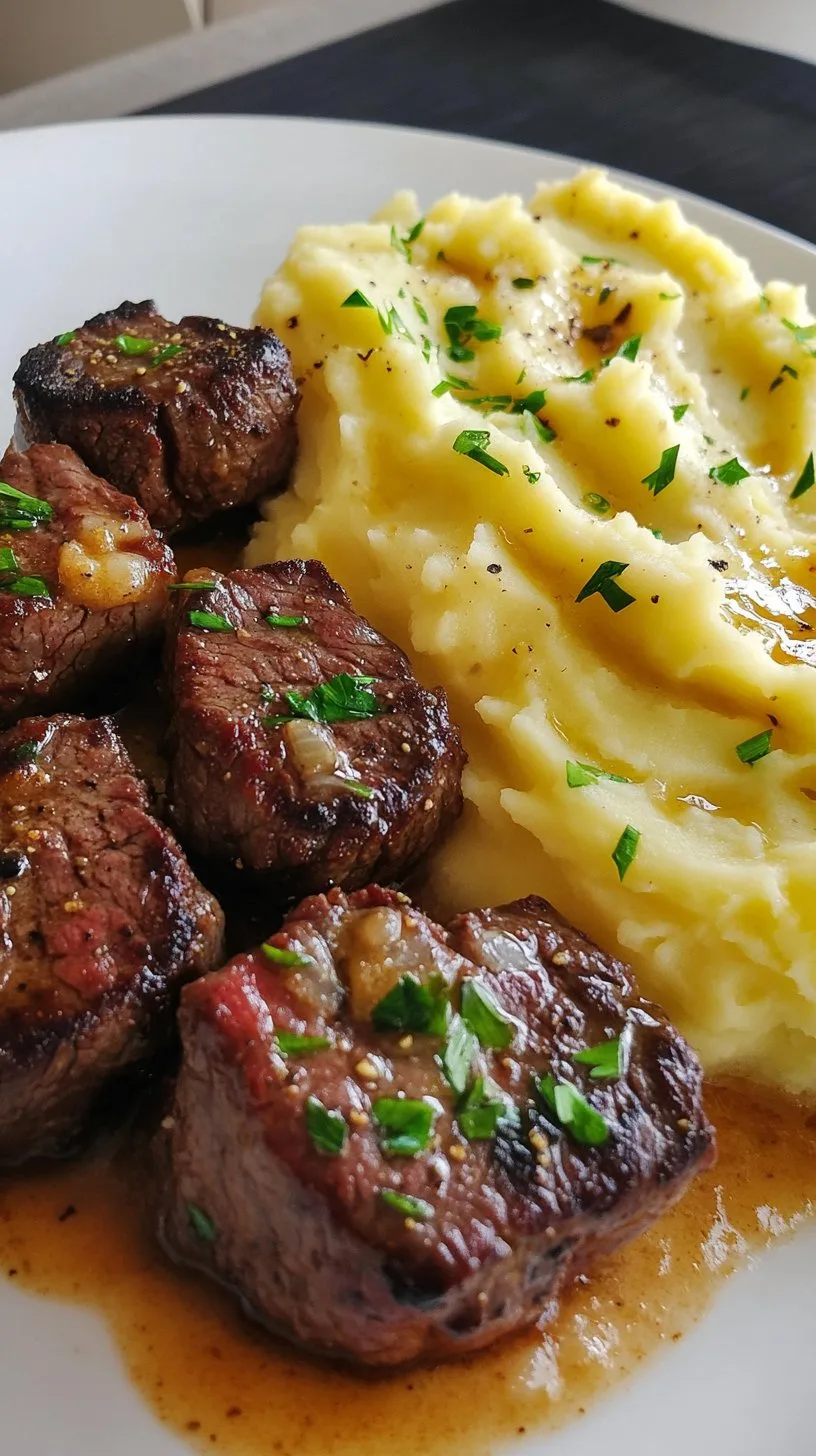 Garlic Butter Steak Bites and Mash Recipe