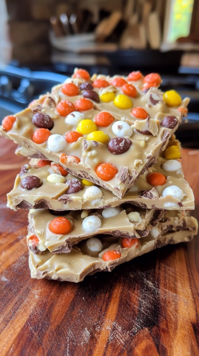 Reese’s Pieces Peanut Butter White Chocolate Bark Recipe