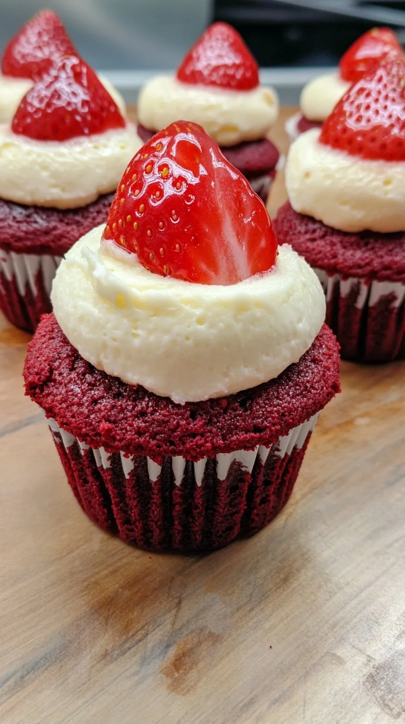 Strawberry Cheesecake Red Velvet Cupcakes Recipe