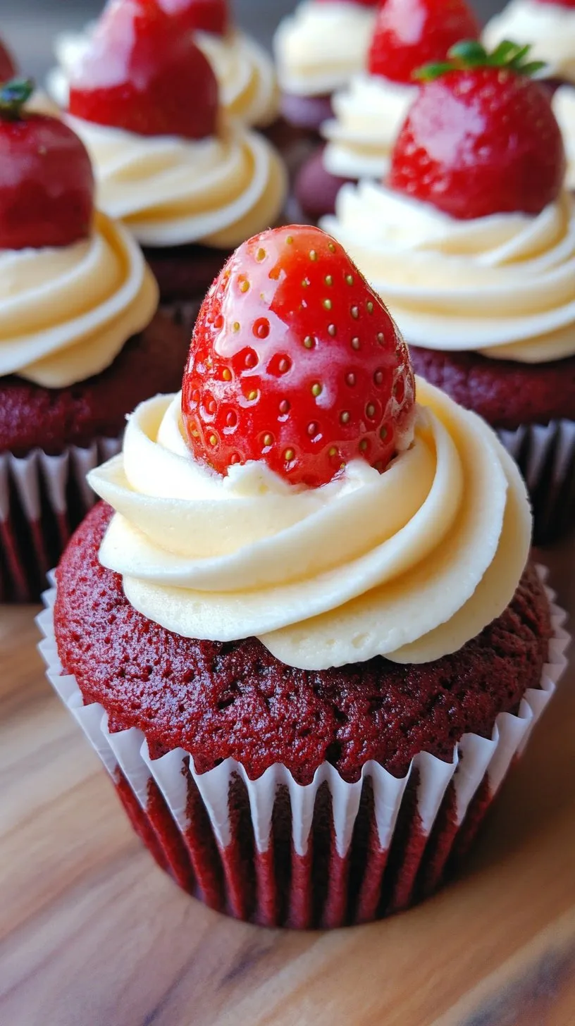 Strawberry Cheesecake Red Velvet Cupcakes Recipe