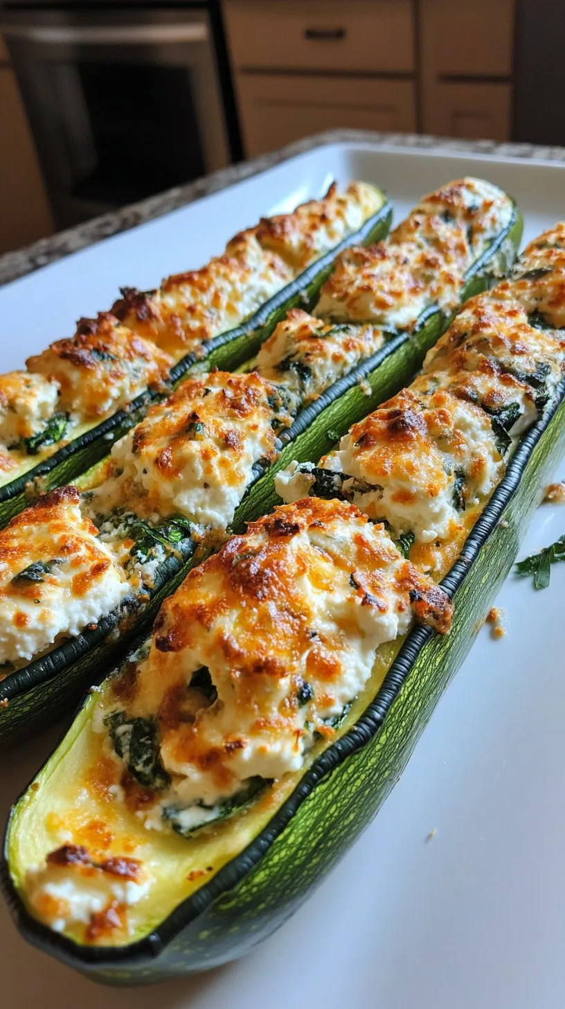 Stuffed Zucchini Boats with Ricotta and Spinach Recipe