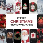 a collage of 27 free christmas phone wallpapers