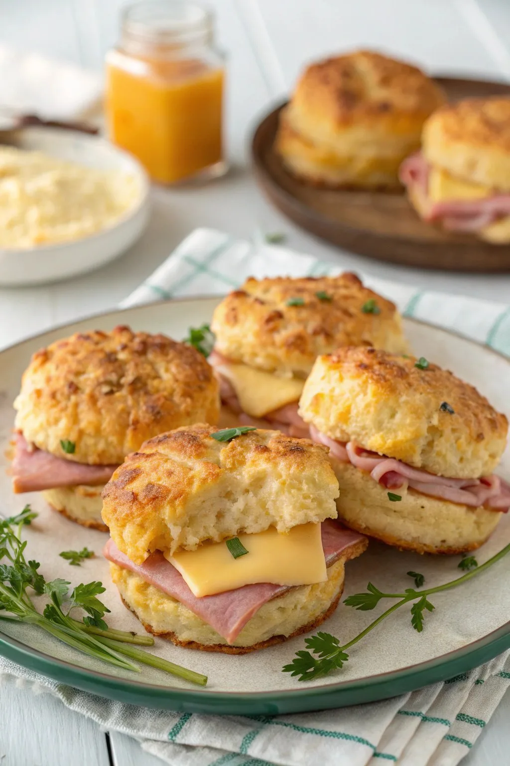 Ham and Cheese Butter Swim Biscuits Recipe