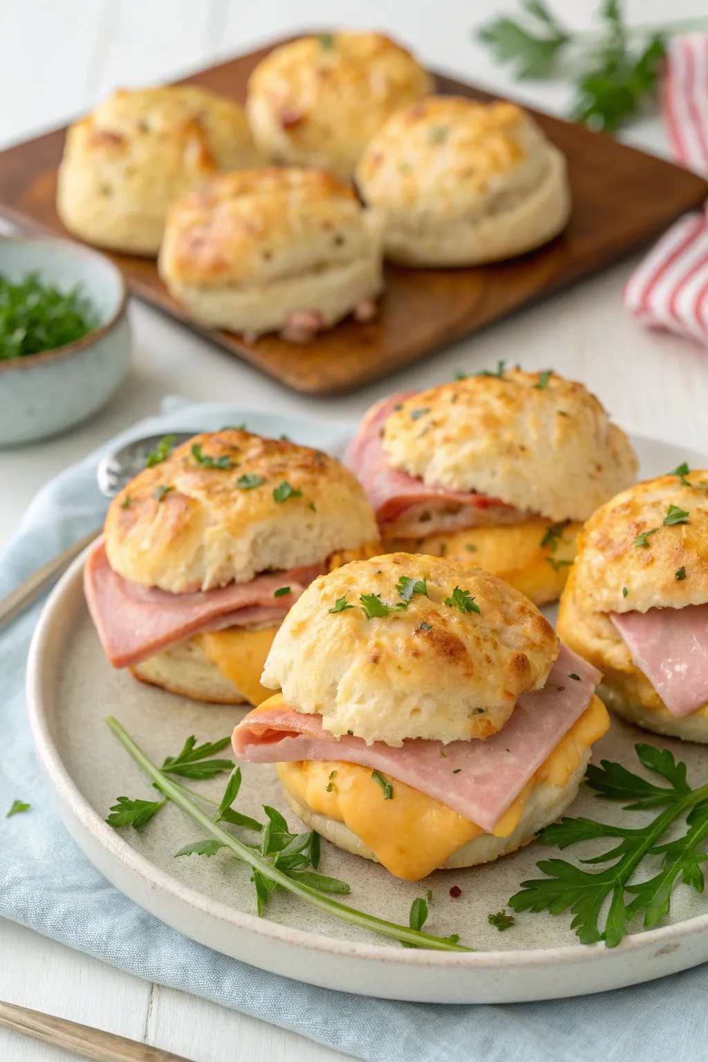 Ham and Cheese Butter Swim Biscuits Recipe