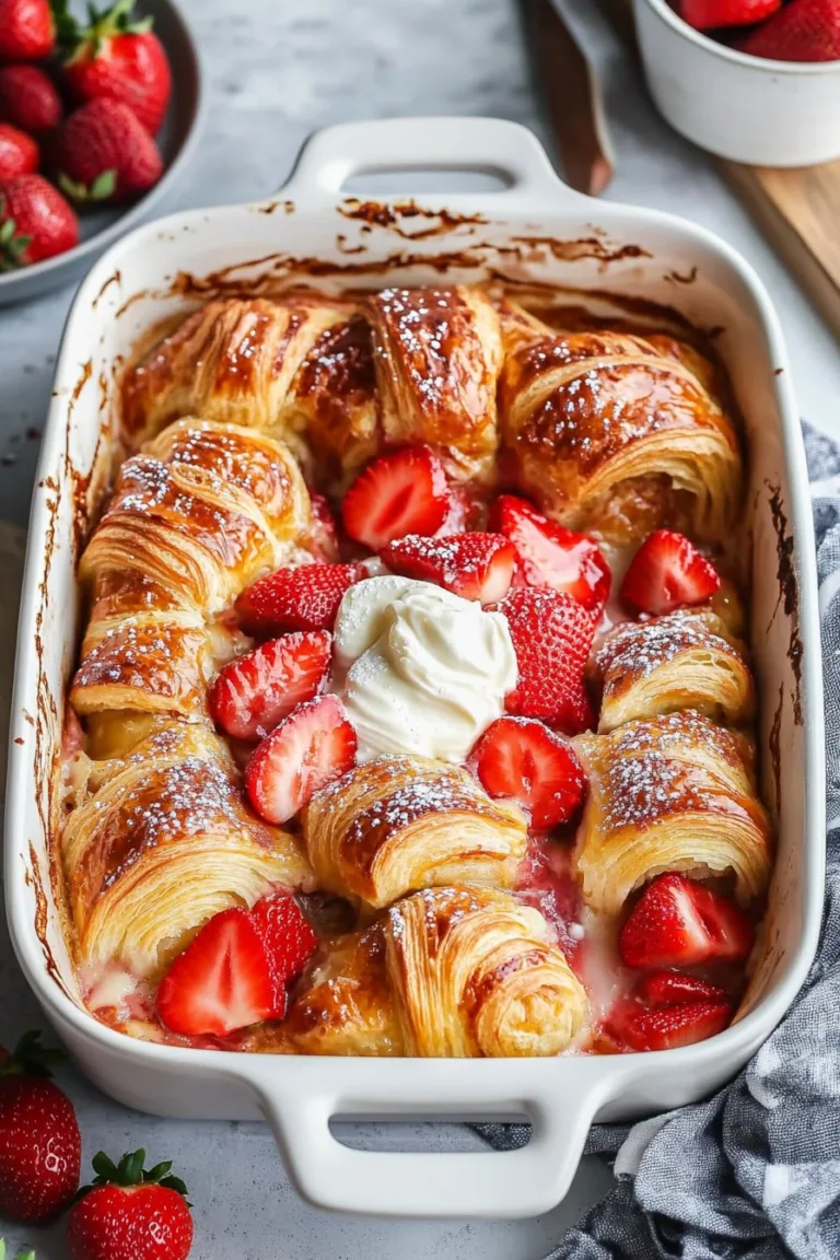 Croissant Baked French Toast with Strawberries & Cream Cheese