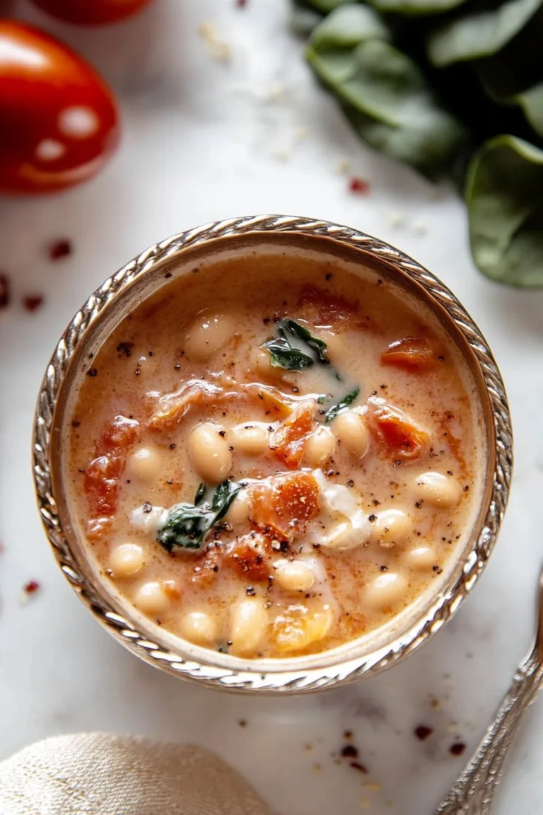 Slow Cooker Fire Roasted Tomato and White Bean Soup Recipe