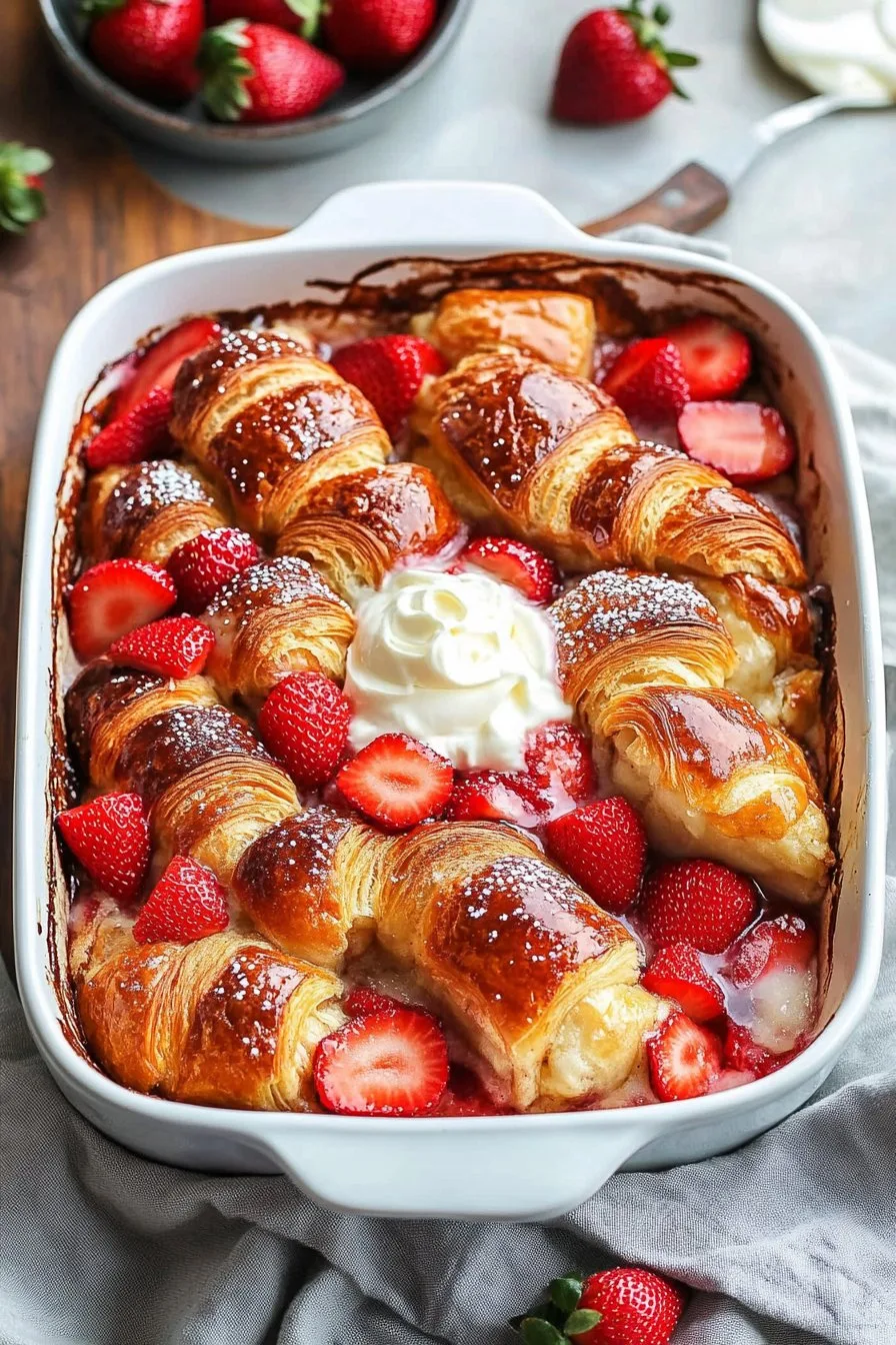 Croissant Baked French Toast with Strawberries & Cream Cheese