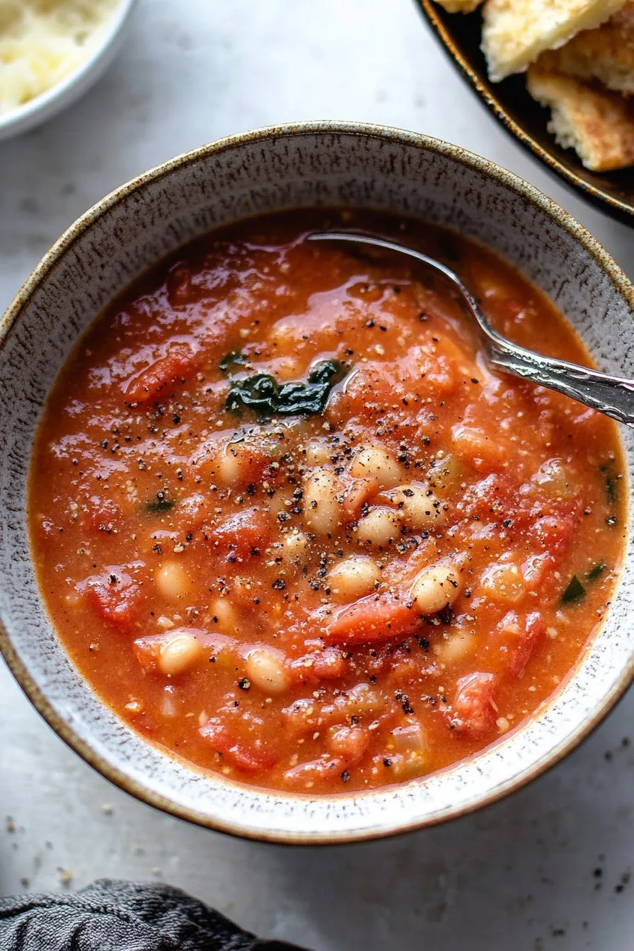 Slow Cooker Fire Roasted Tomato and White Bean Soup