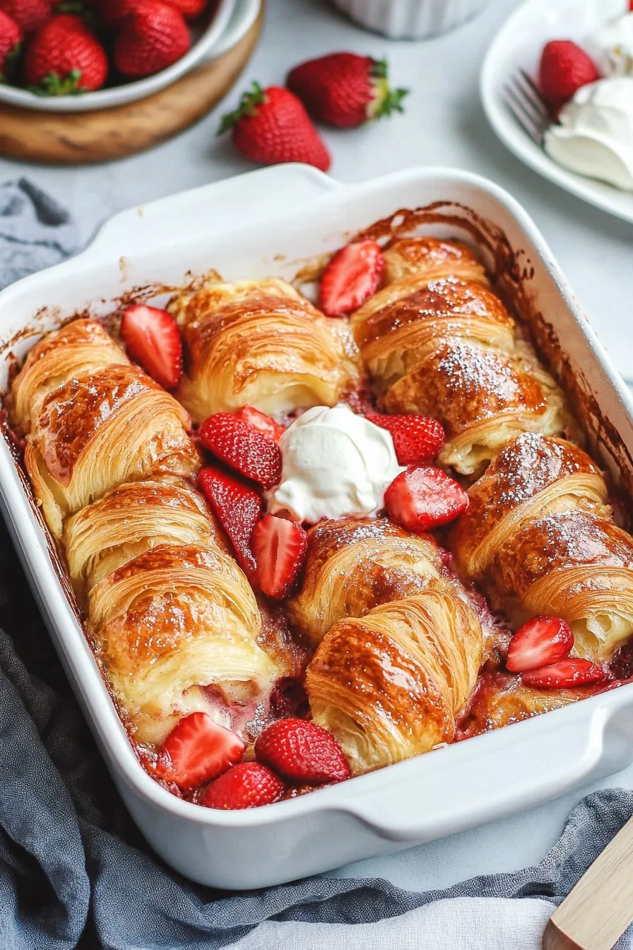 Croissant Baked French Toast with Strawberries & Cream Cheese