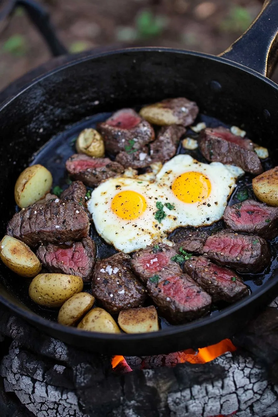 Garlic Steak Bites and Eggs