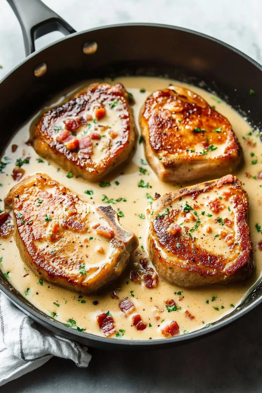 Creamy Bacon Pork Chops Recipe - Easy & Delicious Dinner