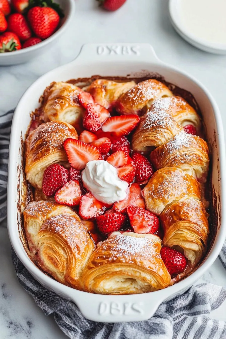 Croissant Baked French Toast with Strawberries & Cream Cheese