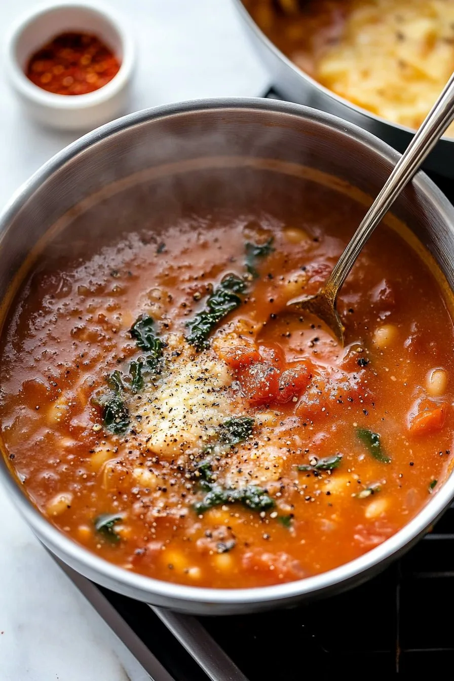 Slow Cooker Fire Roasted Tomato and White Bean Soup