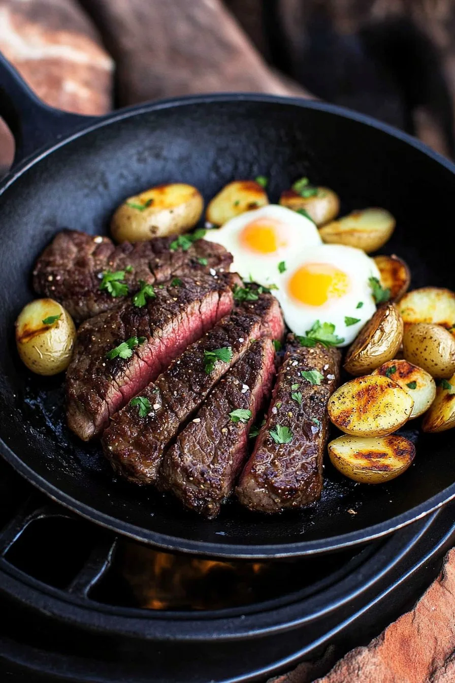 Garlic Steak Bites and Eggs