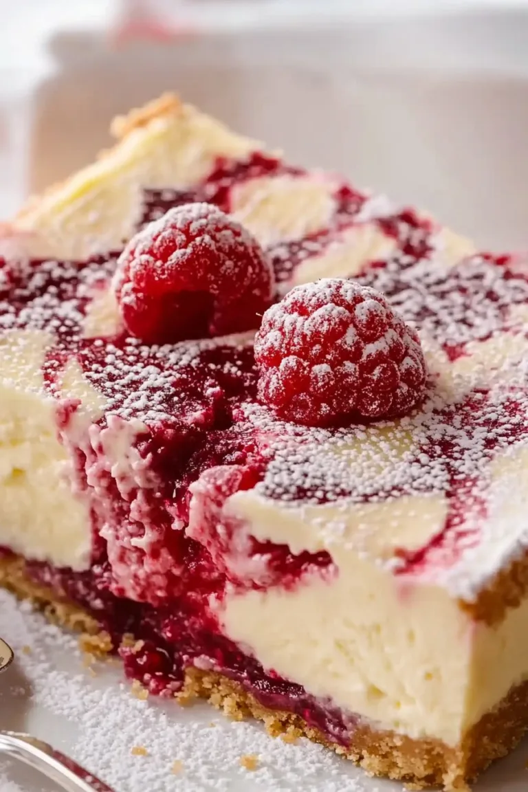 Raspberry Ripple Cheesecake Slice