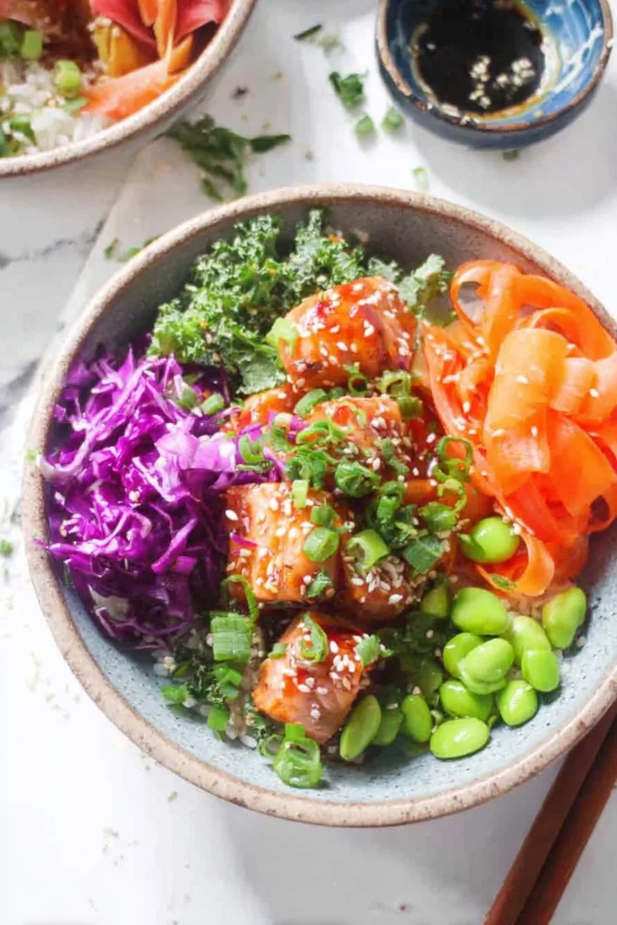 Baked Salmon Poke Bowls