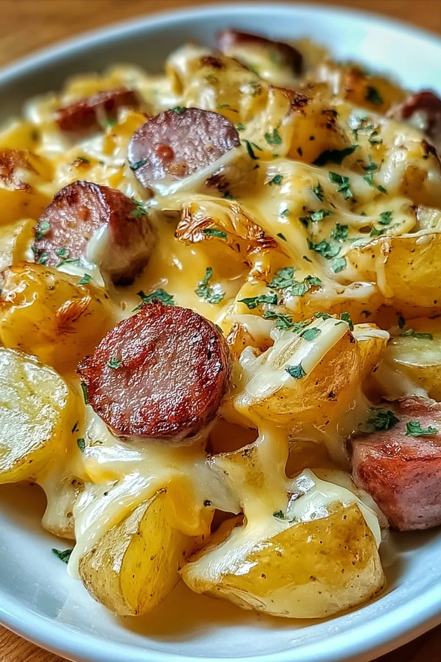 Cheesy Ranch Potatoes and Smoked Sausage