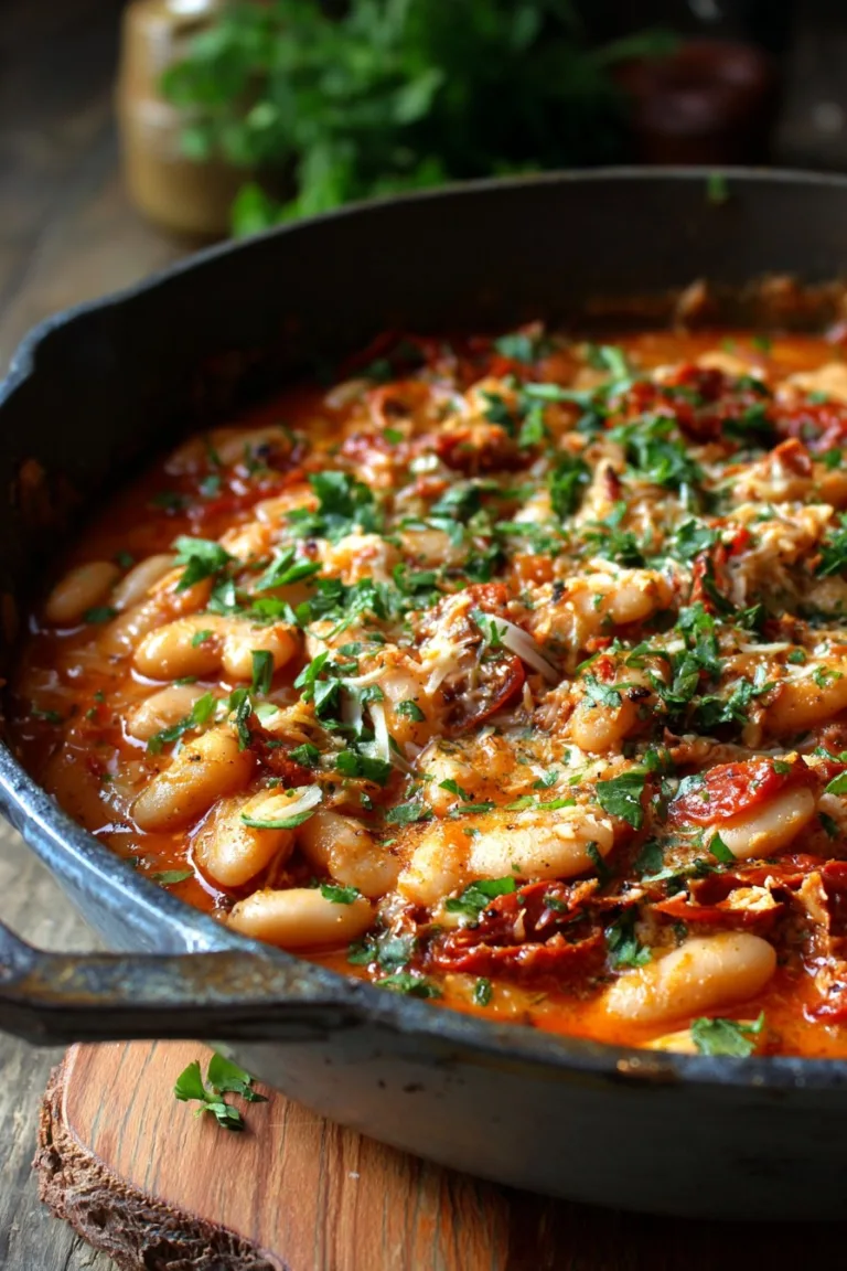 Creamy One Pot Sundried Tomato White Beans