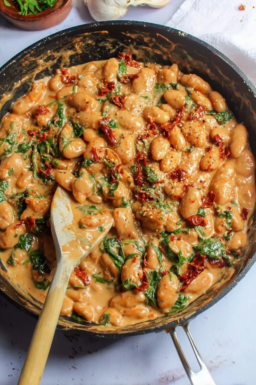 Creamy One Pot Sundried Tomato White Beans
