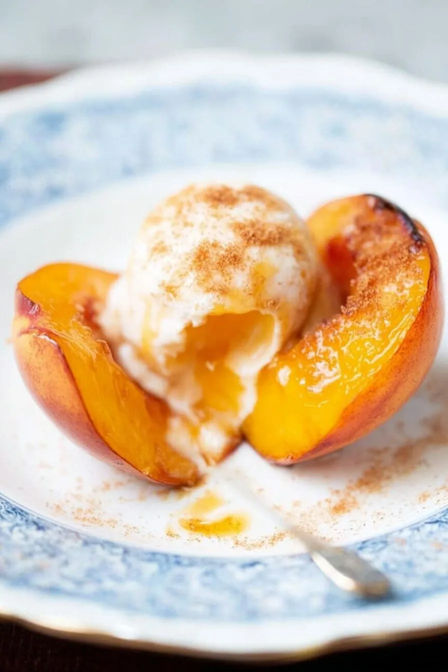 Easy Baked Peaches with Cinnamon Sugar Topping