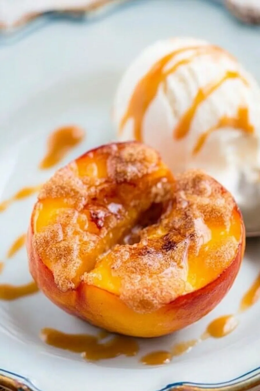 Easy Baked Peaches with Cinnamon Sugar Topping