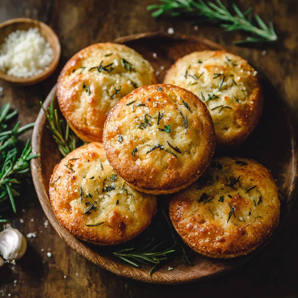 Easy Garlic Rosemary Focaccia Muffins