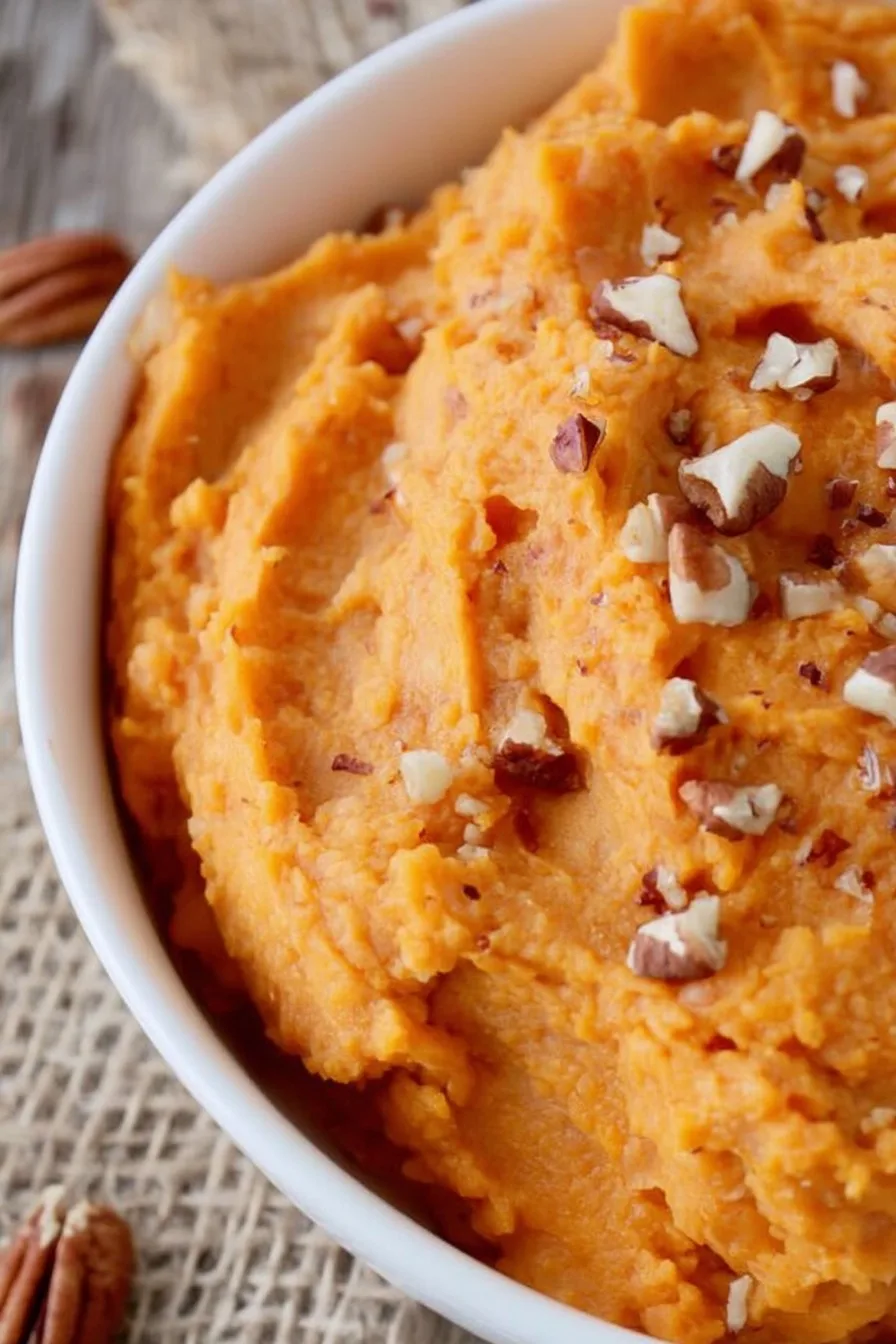 Mashed Sweet Potatoes with Pecans