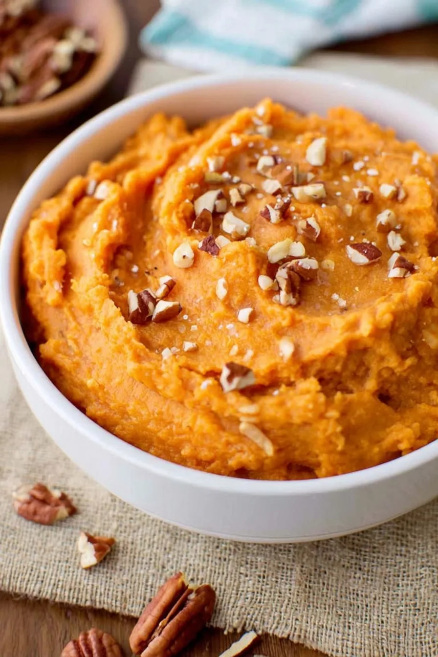 Mashed Sweet Potatoes with Pecans