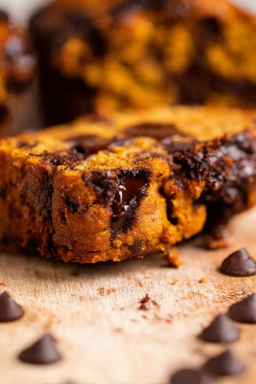 Pan de plátano con calabaza y chispas de chocolate