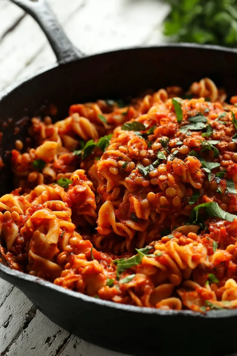 Spicy Red Pasta with Lentils