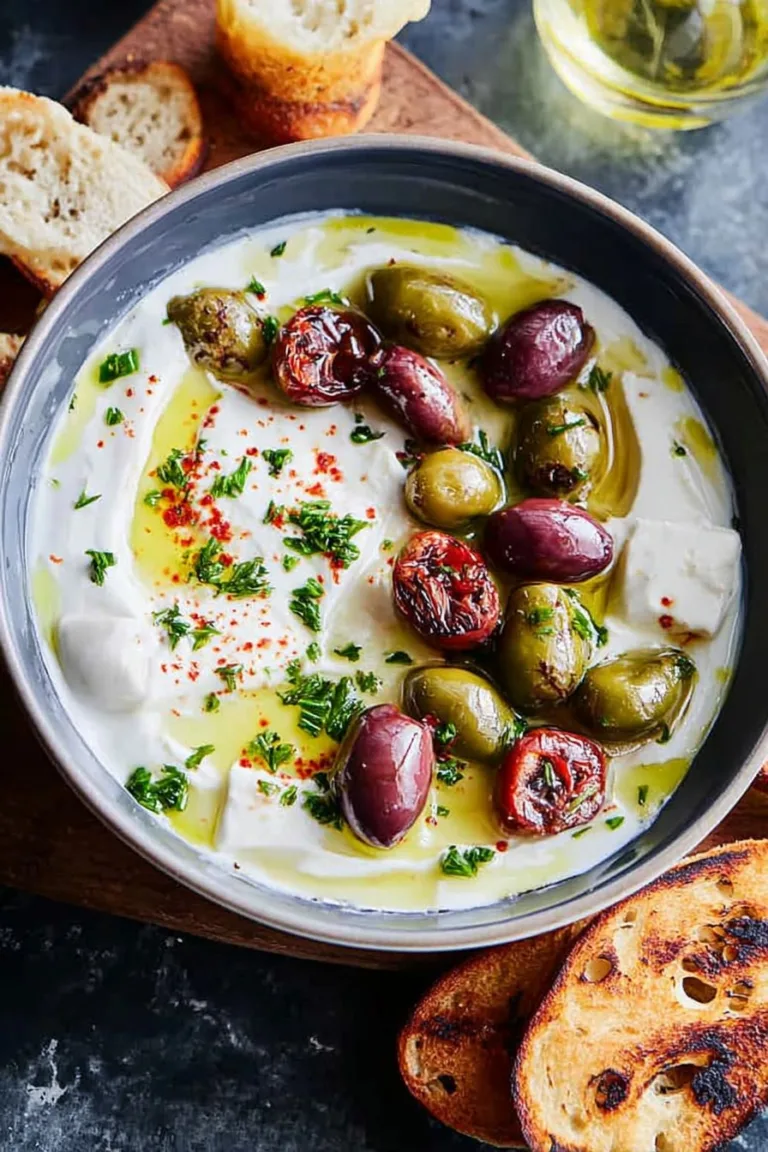Whipped Feta Recipe with Roasted Olives