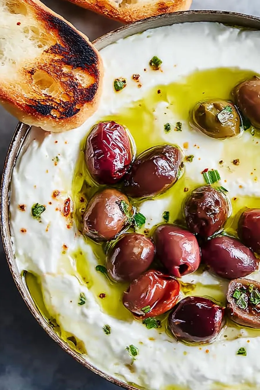 Whipped Feta Recipe with Roasted Olives
