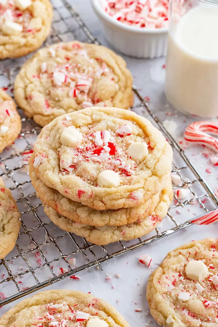 Chewy White Chocolate Peppermint Cookies