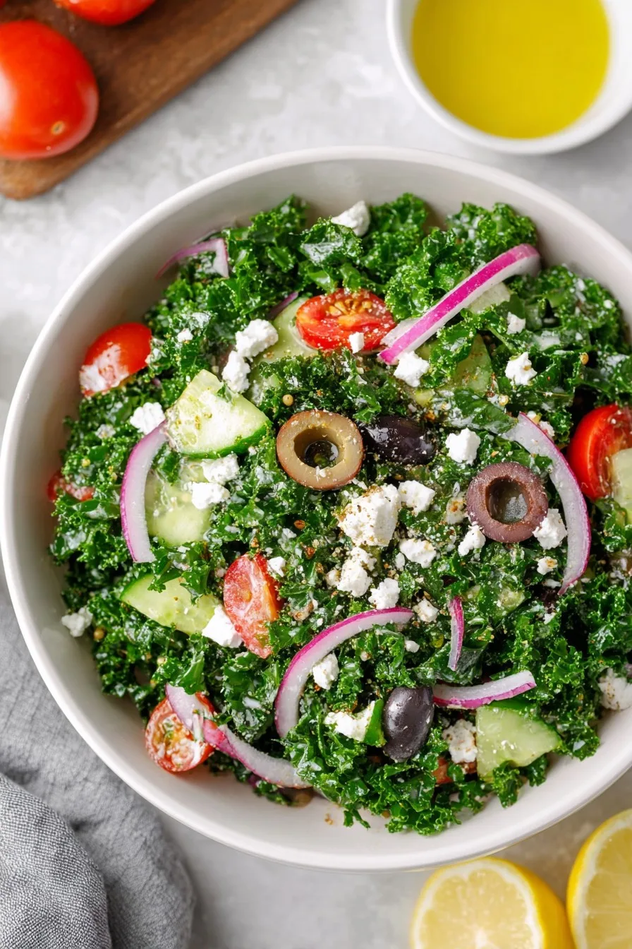 Greek Kale Salad with Lemon Olive Oil Dressing