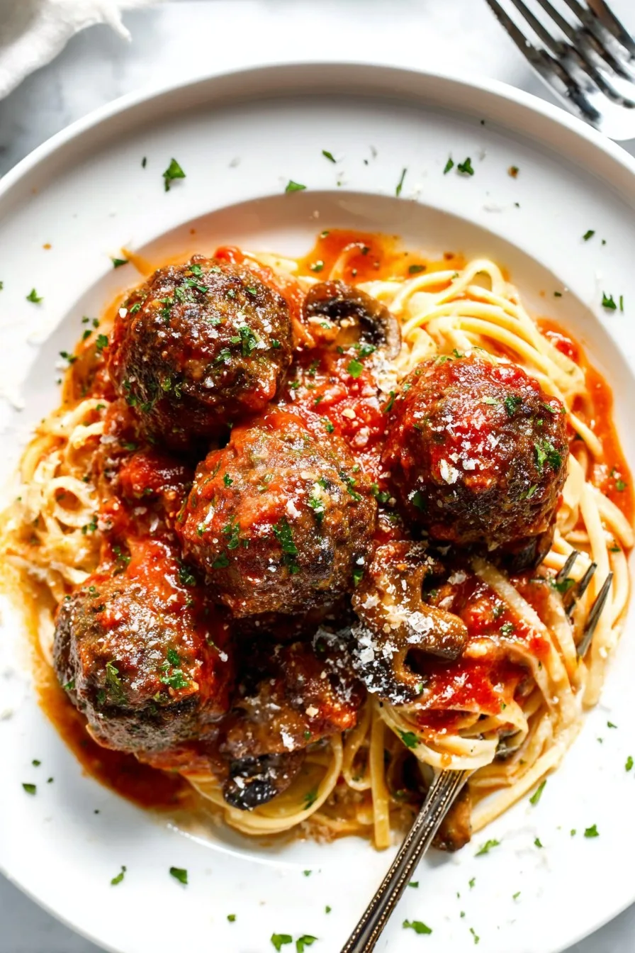 Eggplant Meatballs with mushrooms and garlic