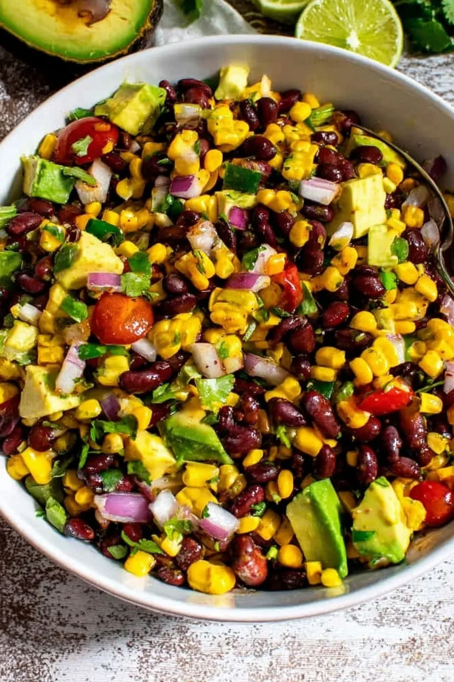 Fresh Avocado Corn Salad With Black Beans
